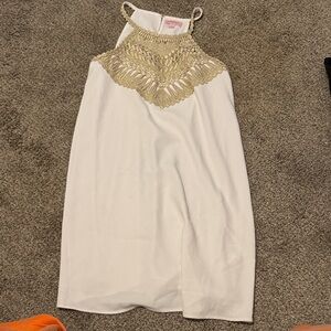 Lilly Pulitzer White and Gold Mini Dress